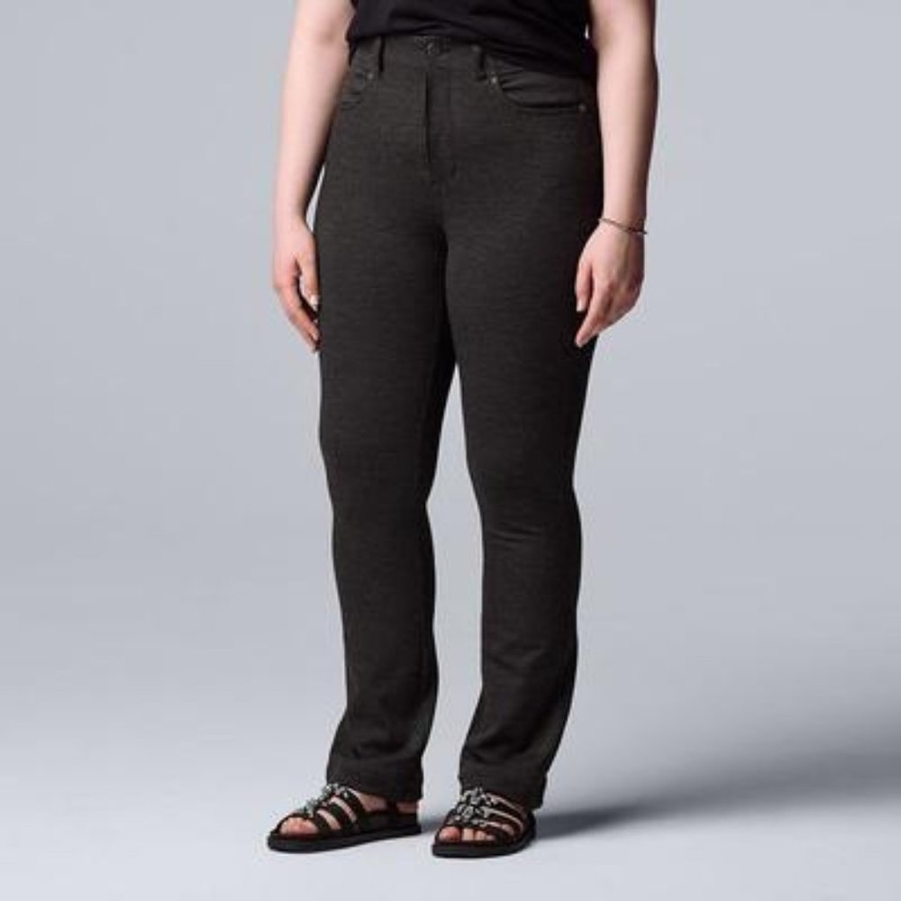 Women's Simply Vera Vera Wang High-Rise Ponte Bootcut Pants, XXL Short, Grey